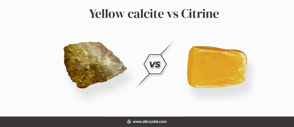 Yellow Calcite and Citrine in a white background