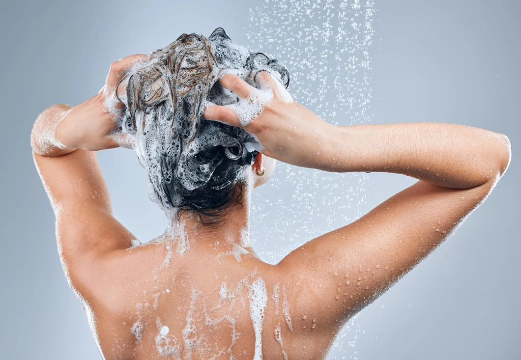 woman washing her hair