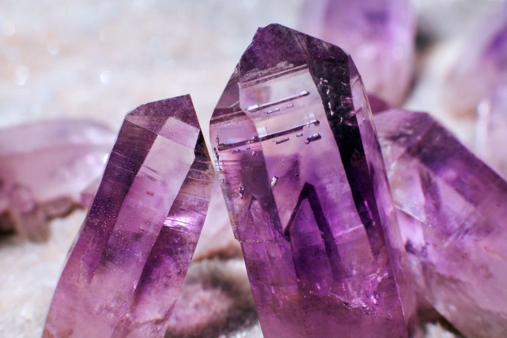Amethyst Crystal on a blurry background