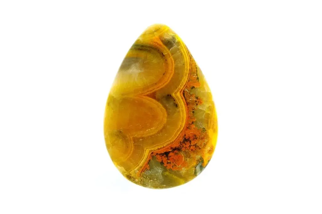 yellow jasper crystal on white background