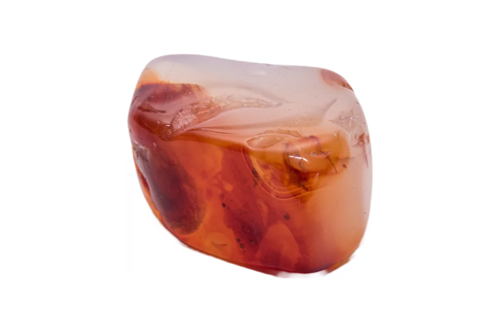 Isolated Carnelian crystal on a white background