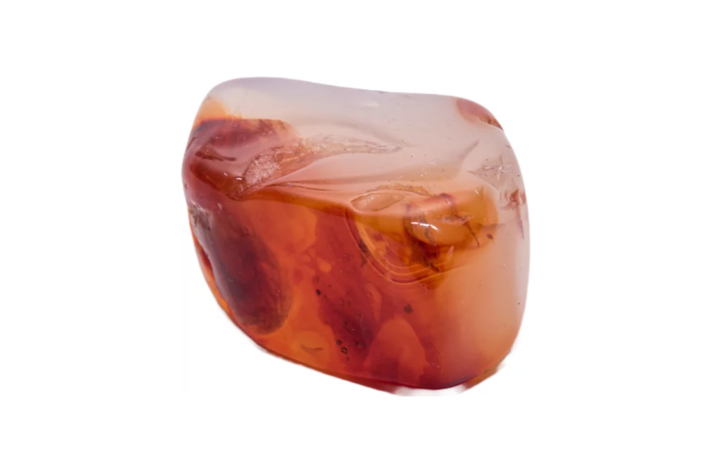 Carnelian stone on a white background