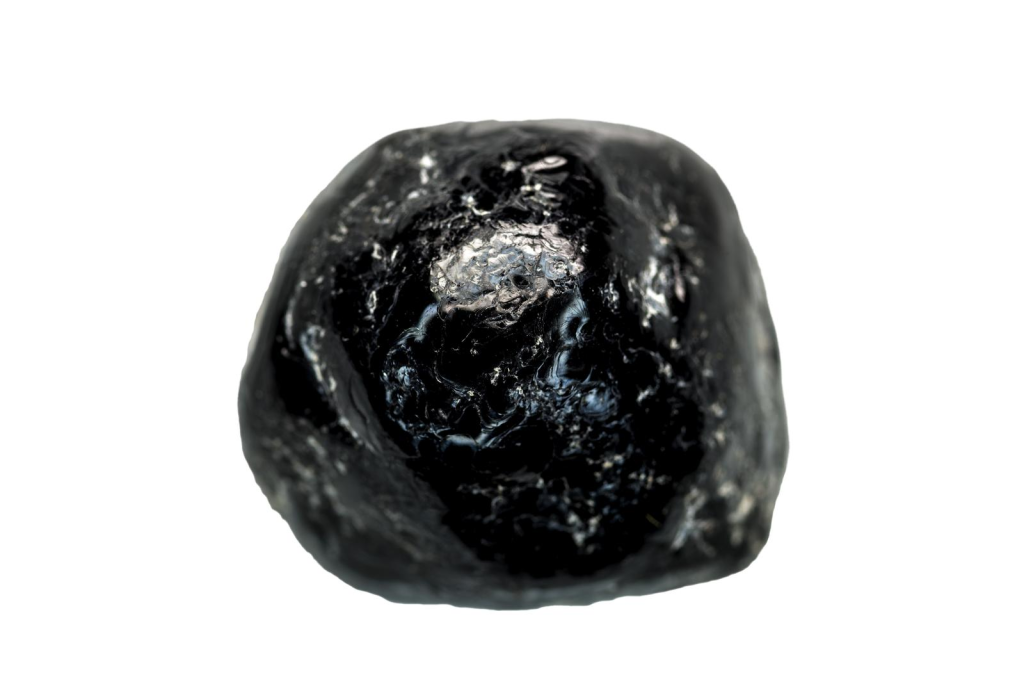 obsidian stone on a white background