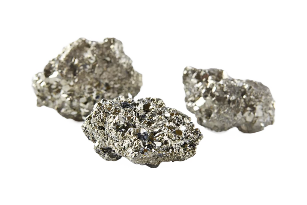 Pyrite Stones on a white background