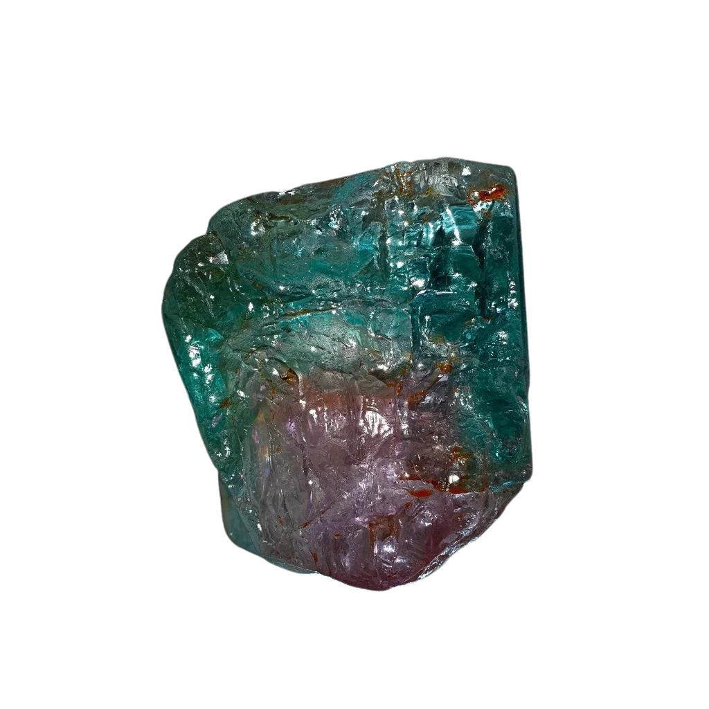 a piece of watermelon tourmaline on a white background