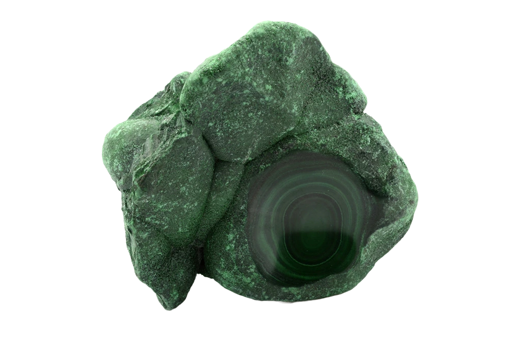 malachite stone for acceptance on a white background