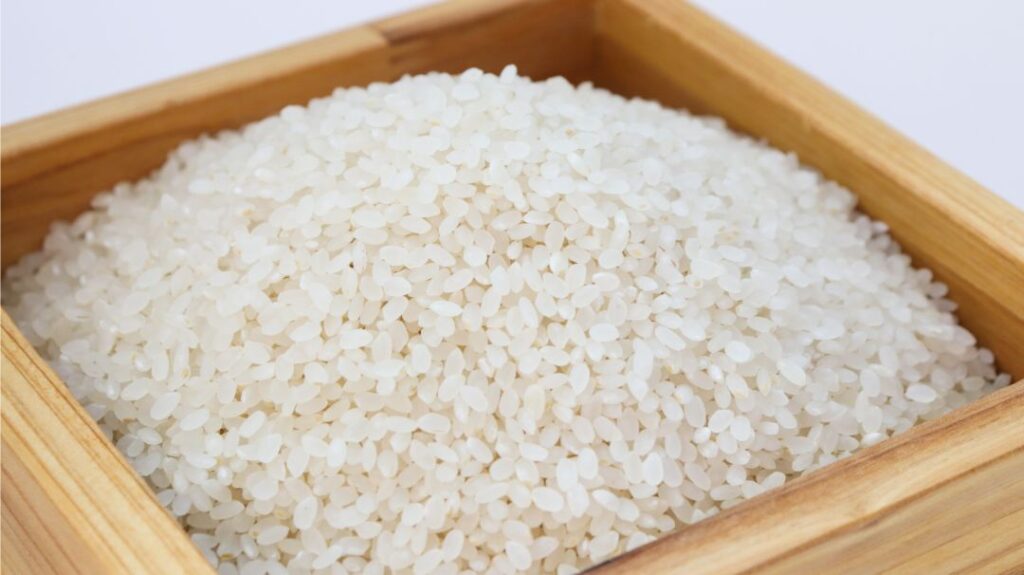 rice in a wooden box