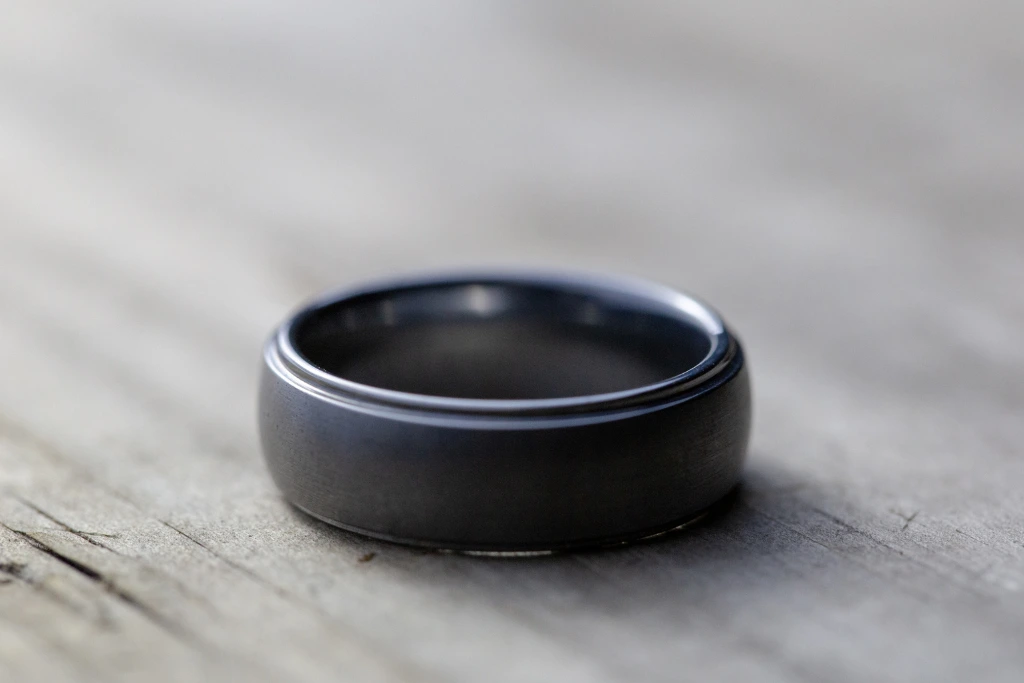 black ring on a wooden background