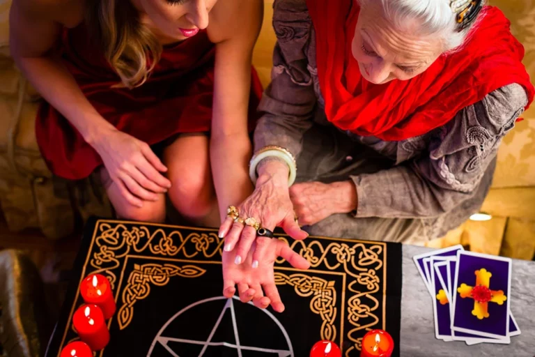 psychic woman doing palmistry