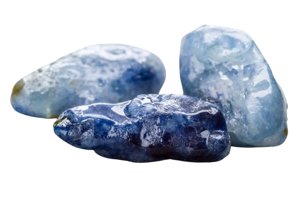 blue sapphire stones on a white background