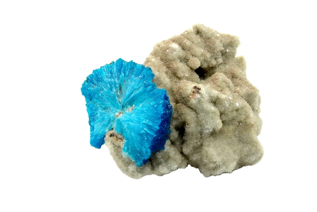 cavansite on a white background