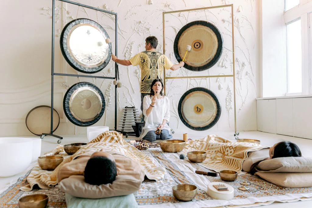 Couple in a Sound bath session