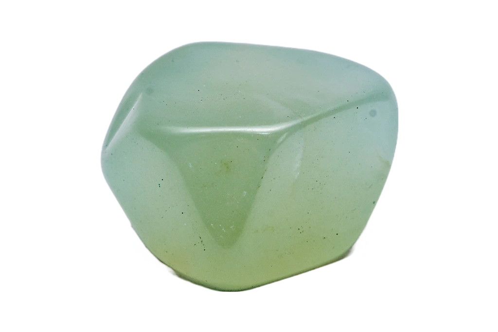Green aventurine stone for good luck on a white background