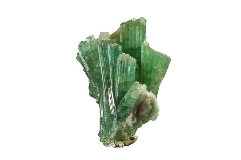 Green Tourmaline on white background