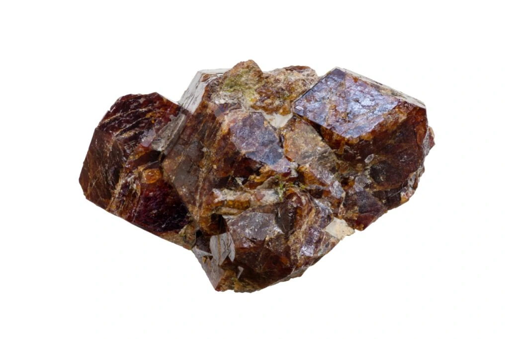 grossular garnet on a white background