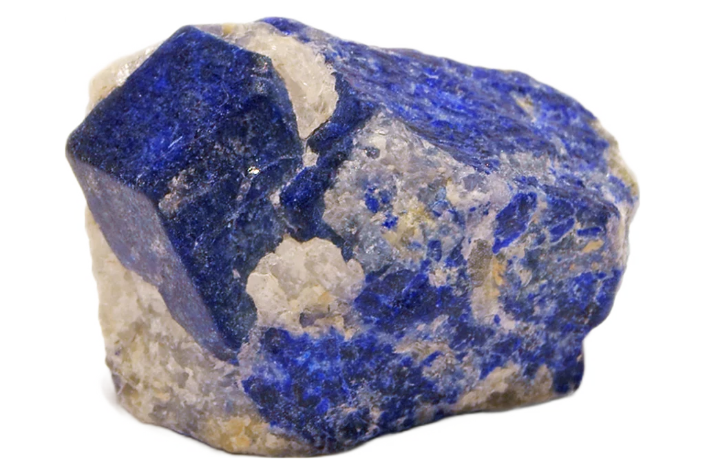 a chunk of lapis lazuli on a white background