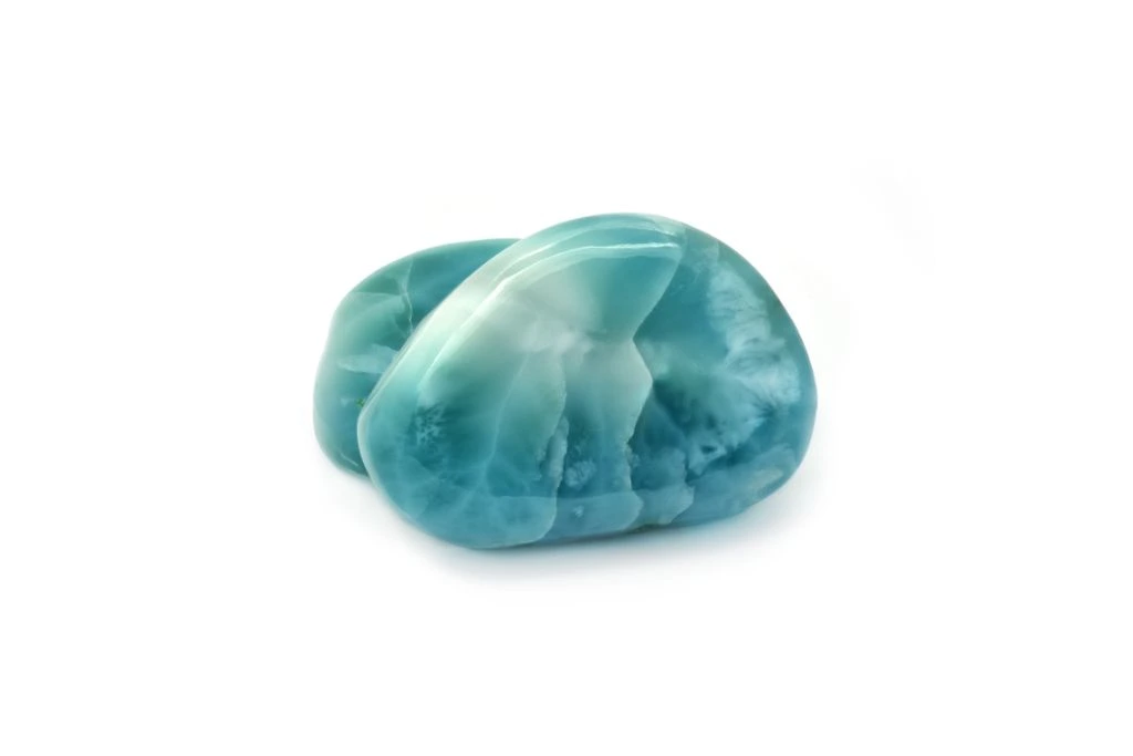 polished Larimar on a white background