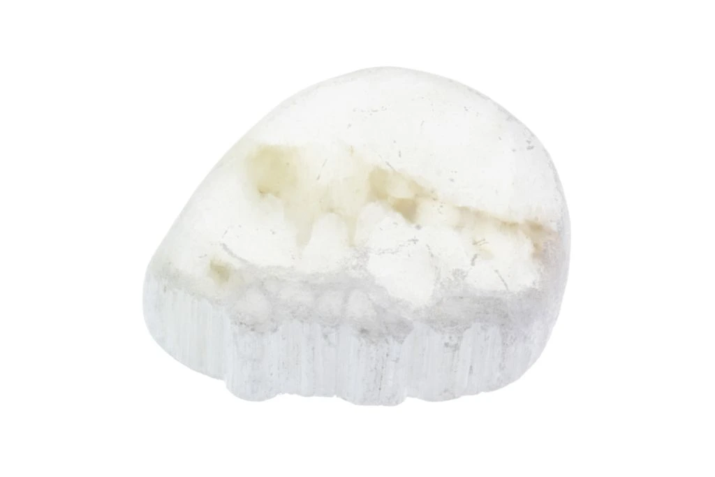 polished ulexite on a white background