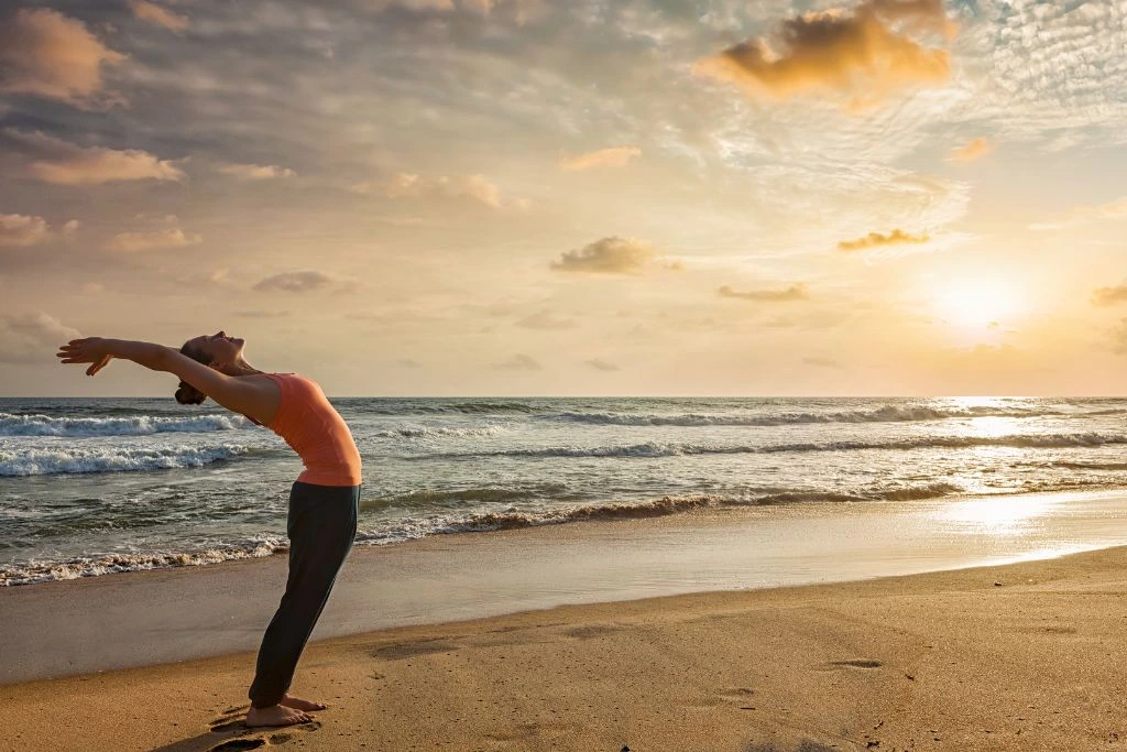Woman doing yoga pose for sun salutation