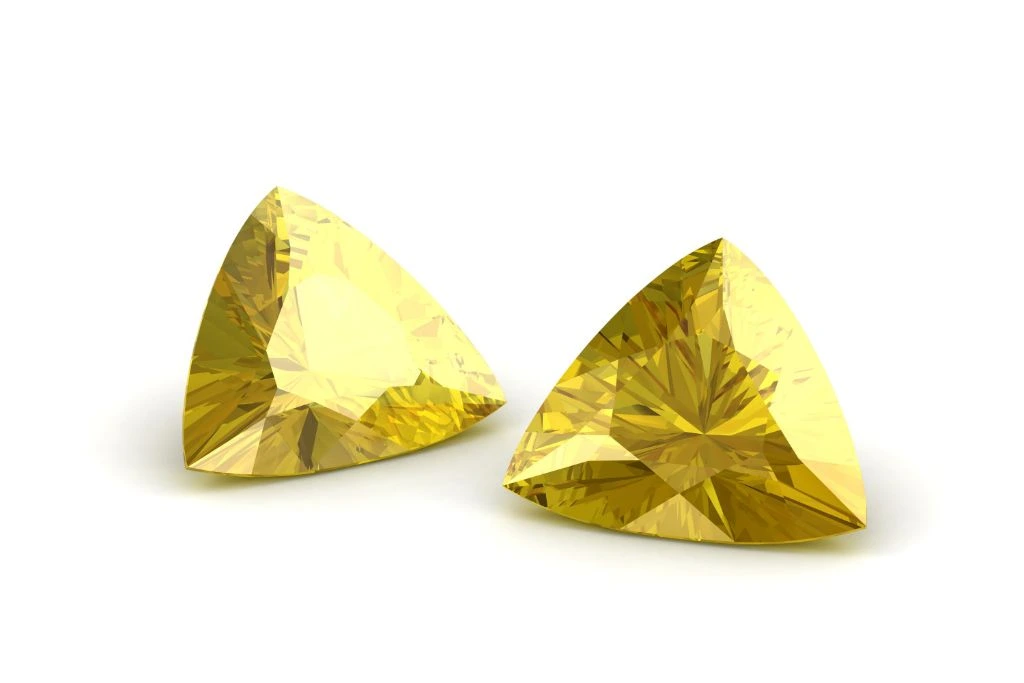 yellow sapphires on a white background