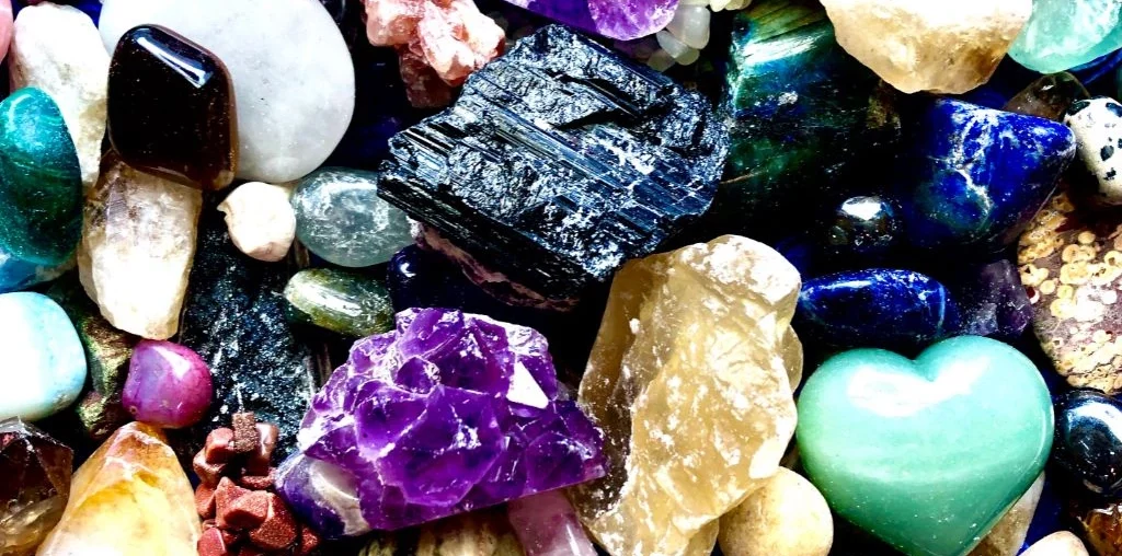 assorted healing crystals