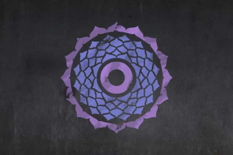 crown chakra logo on a blackboard