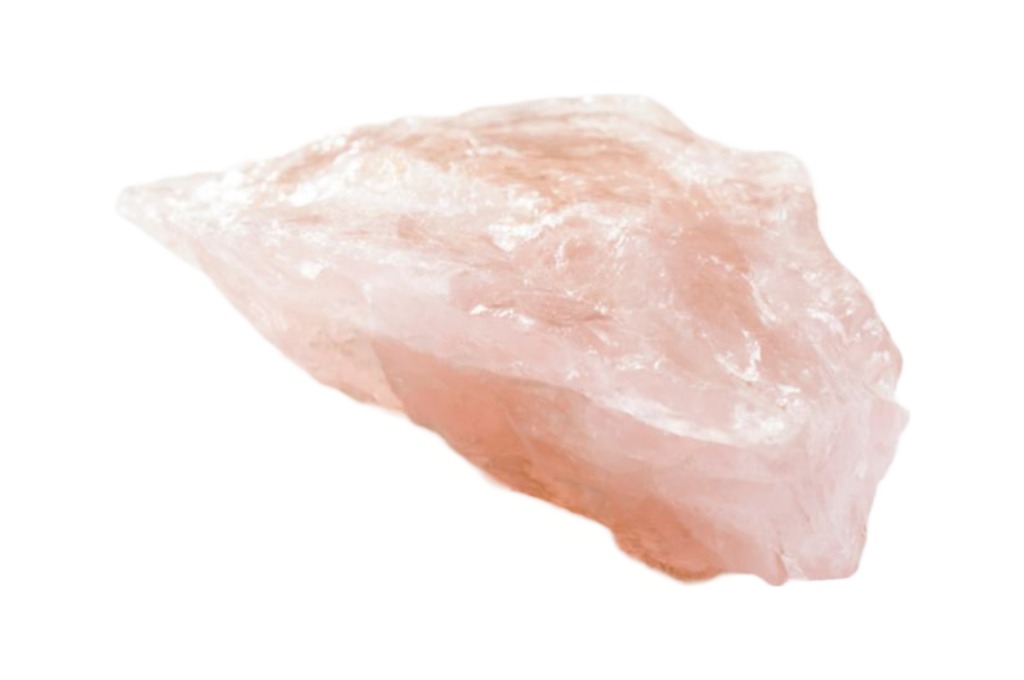pink quartz for fidgeting on a white background