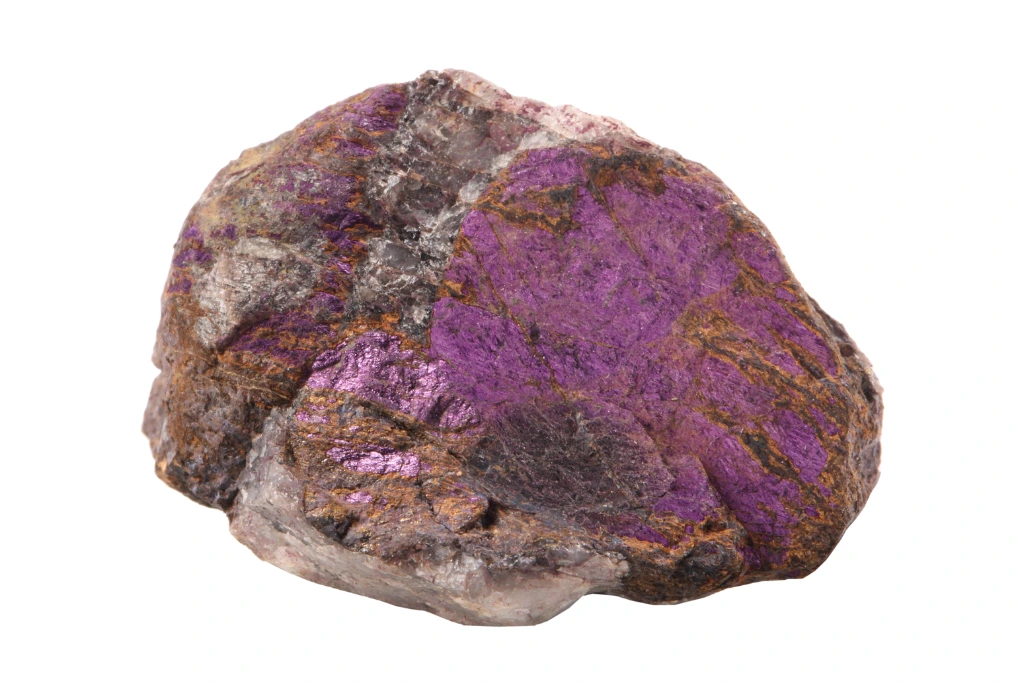 purpurite chunk on a white background