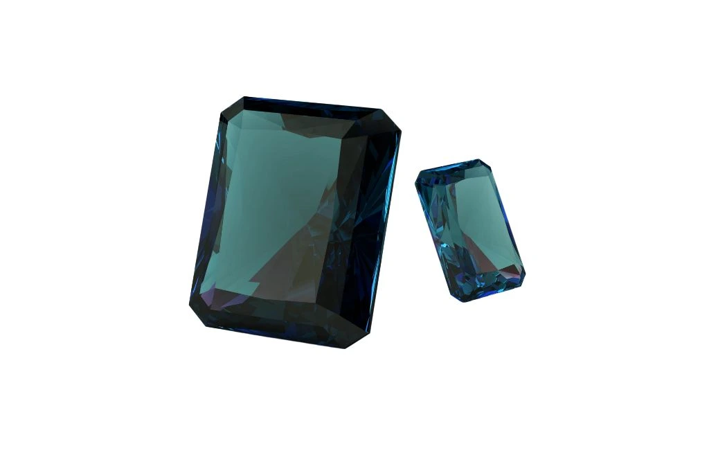 polished alexandrite on white background