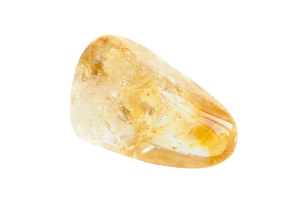 polished citrine on white background