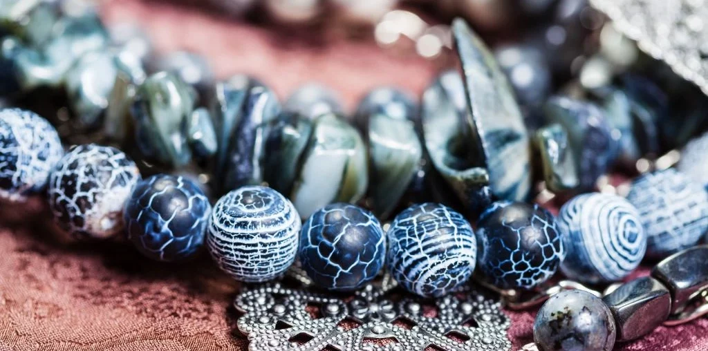 dragon veins agate and hematite beads bracelet