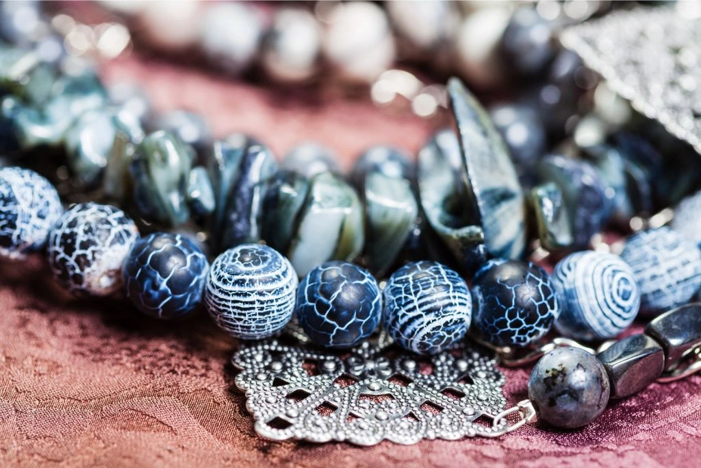 dragon veins agate and hematite beads bracelet