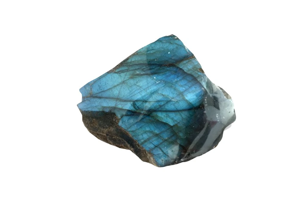 Labradorite stone on white background