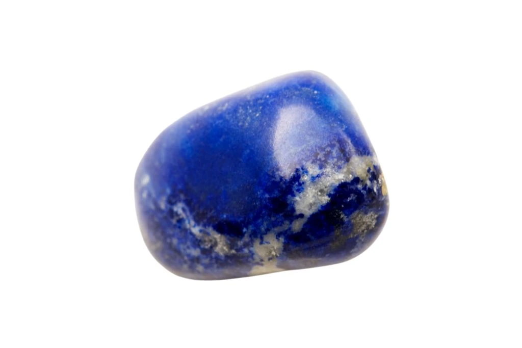 polished lapiz lazuli on white background