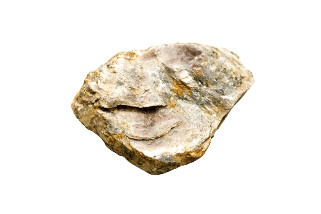 Muscovite crystal on a white background