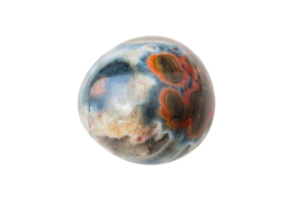 polished ocean jasper on white background