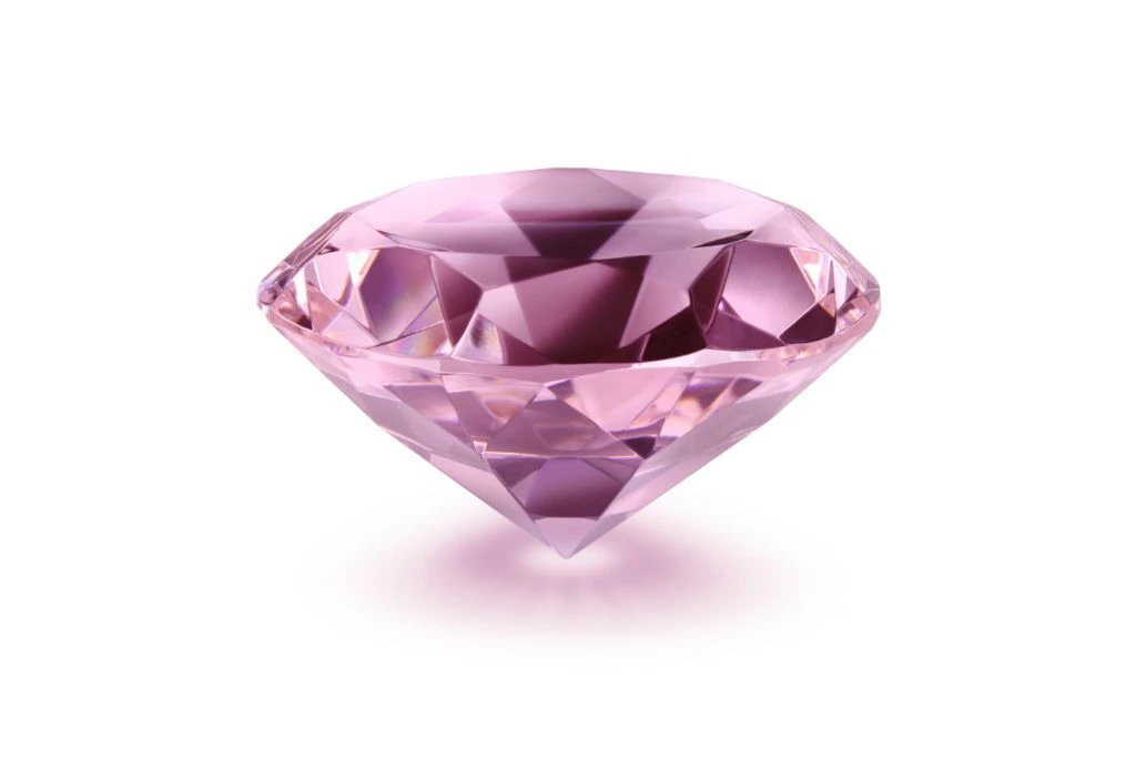 Polished Pink Diamond on white background