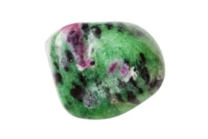 Polished Zoisite on white background