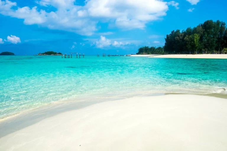 A beach with crystal clear water