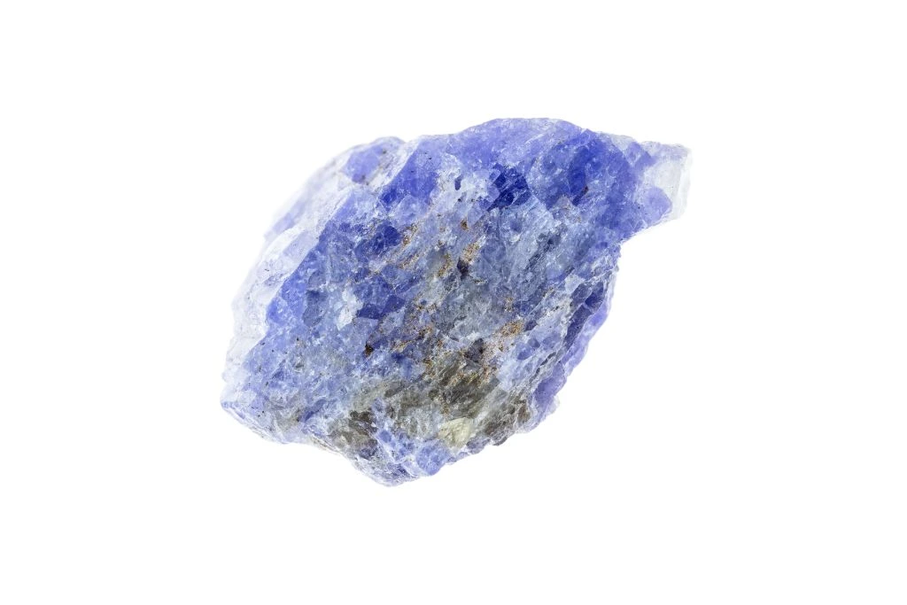 raw tanzanite on whitebackground