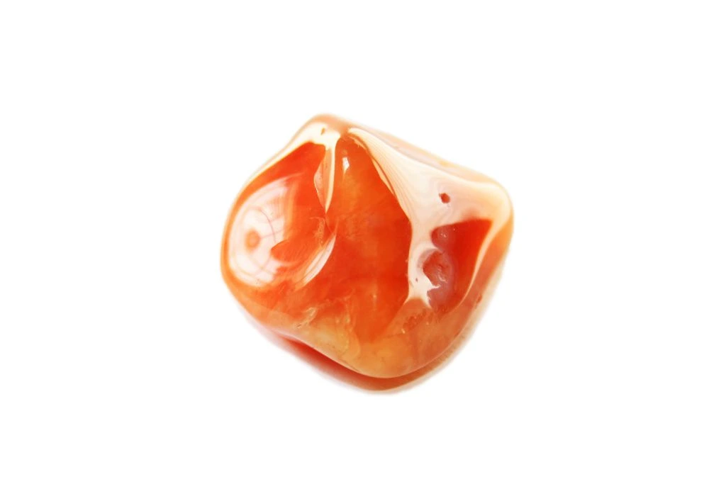 Carnelian crystal on white background