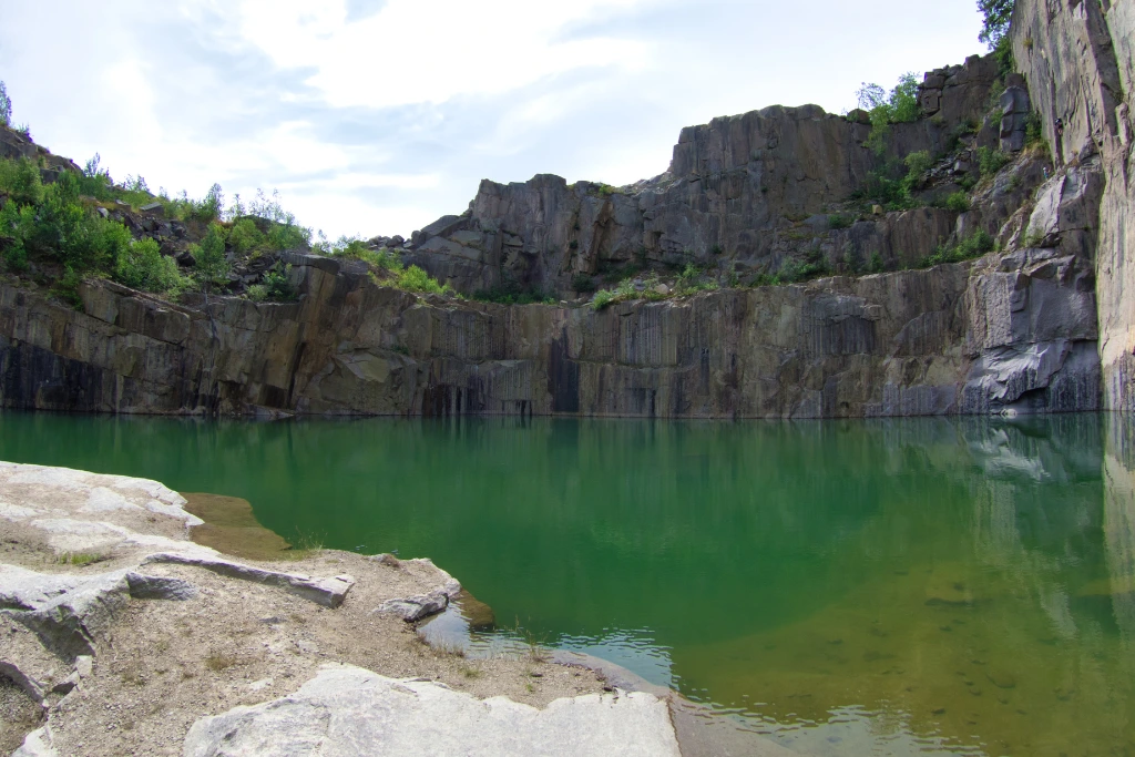 open quarry with stagnant water