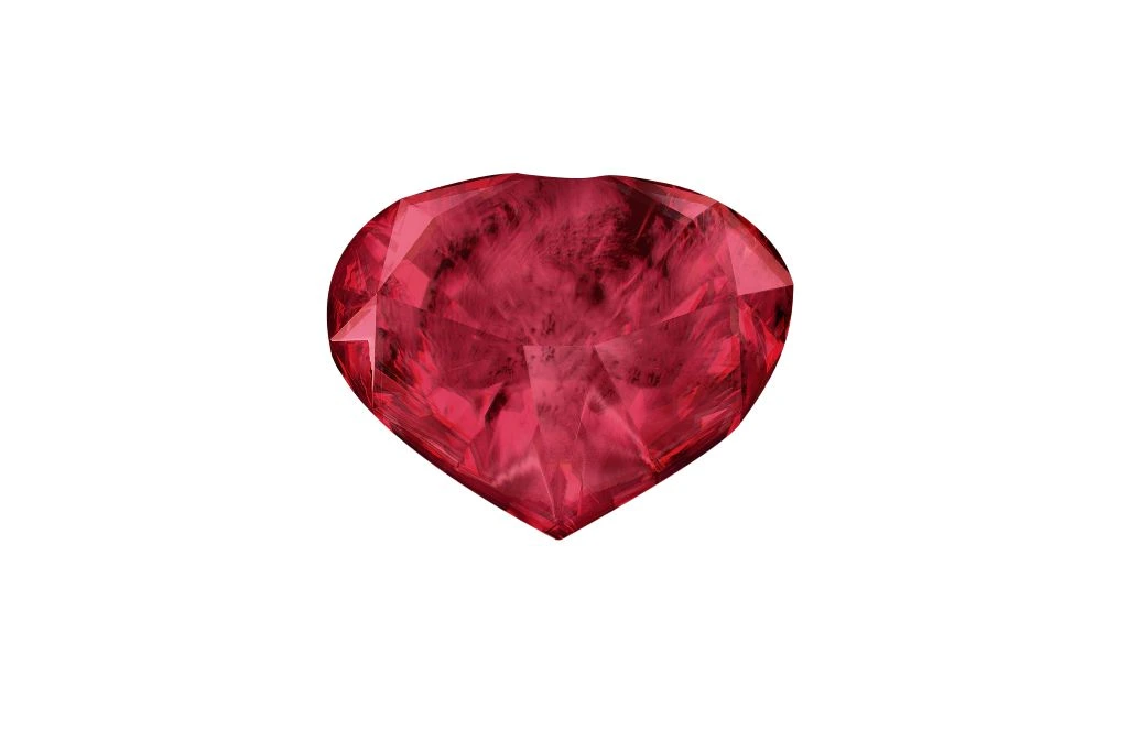 polished red beryl on white background