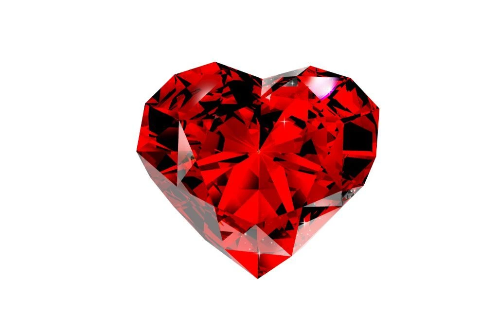 polished Red Diamond on white background