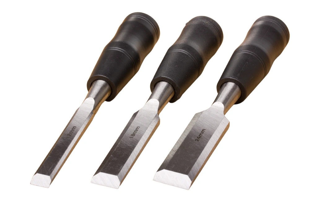 set of chisels on a white background
