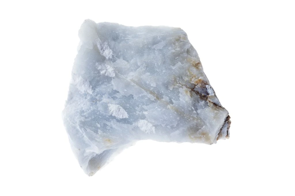 raw angelite on white background