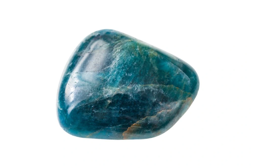 polished apatite on white background