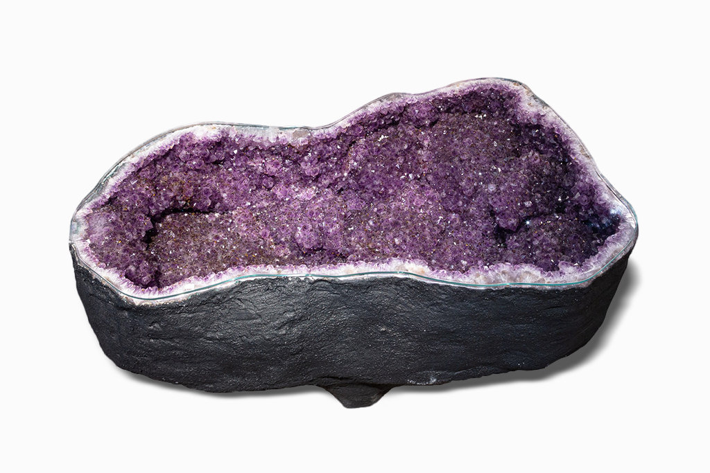 Amethyst Geode Low Table on white background
