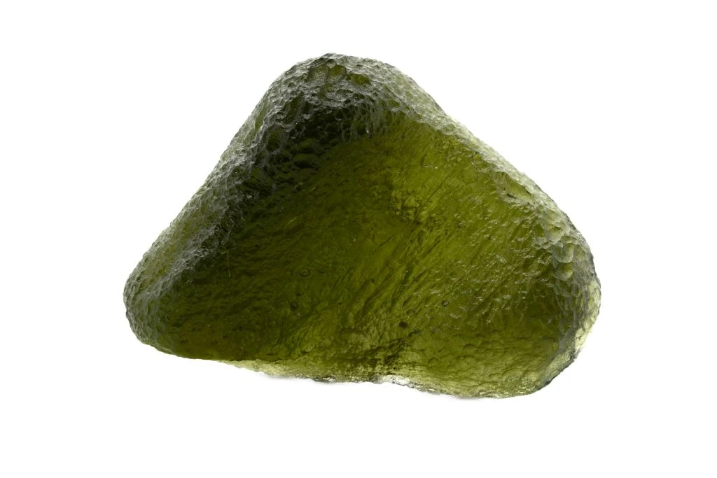 raw Moldavite on a white background