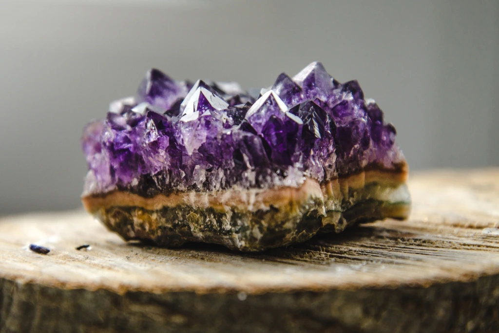 amethyst chunk on table